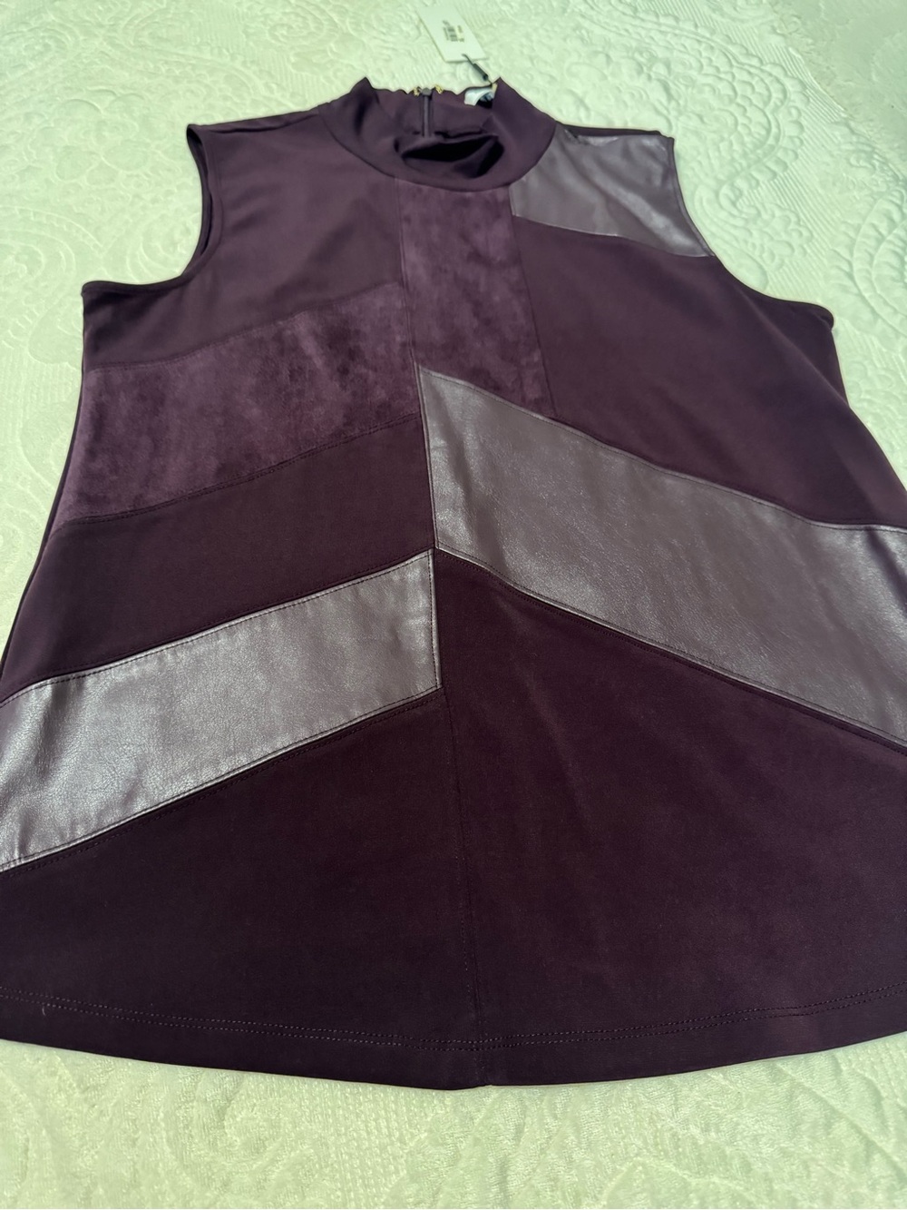 Calvin Klein Sleeveless Mock Neck Tank - Deep Plum